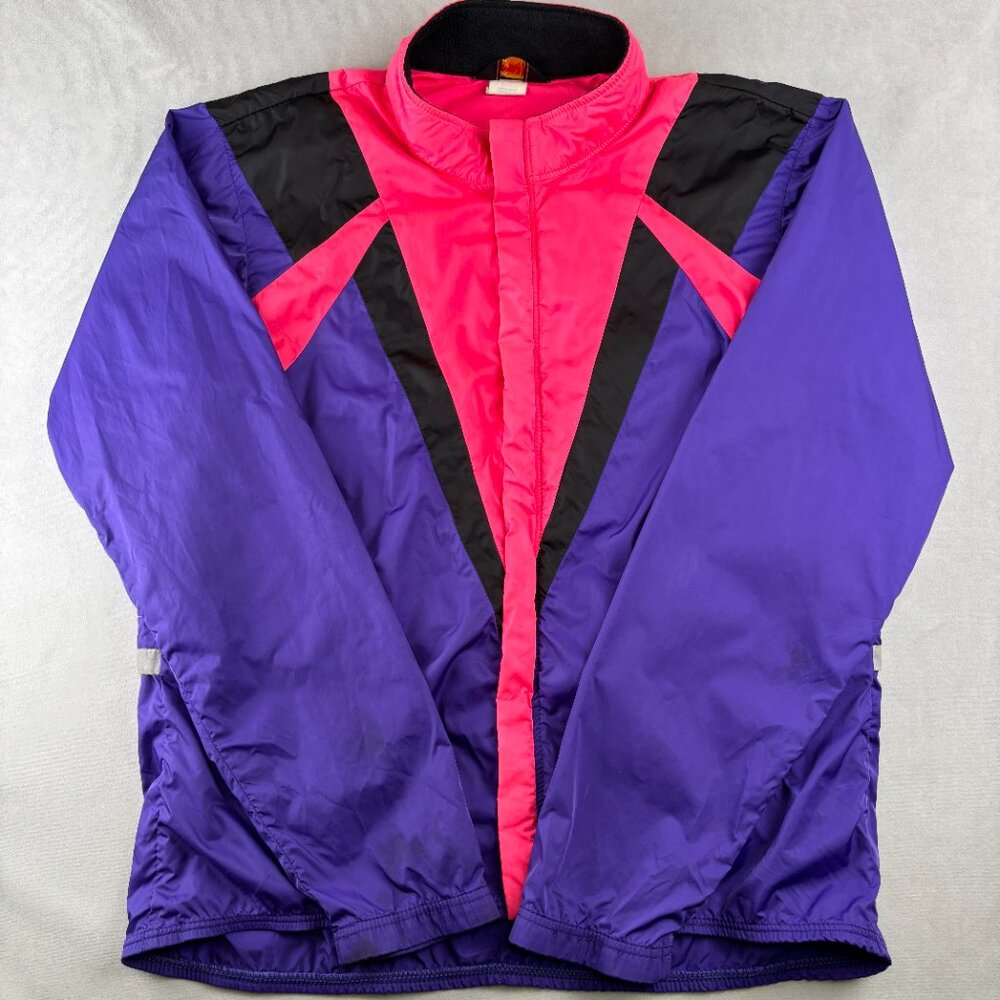 Vintage Novara by REI Retro Neon Full Zip Jacket Color Block 90s Ski Mens L Read